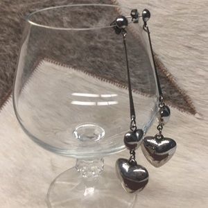 Silver Heart Dangle Earrings